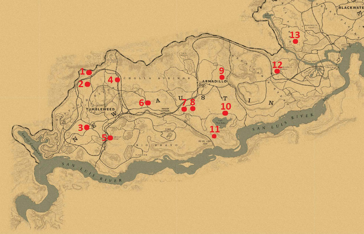 Guía del mapa del tesoro de Red Dead Online Bard's Crossing - ¿Dónde están  los cofres del tesoro?